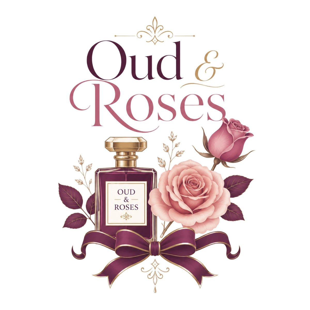 تيشيرت نسائي بتصميم Oud & Roses