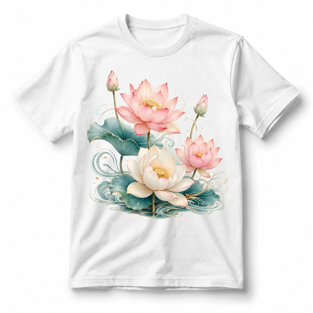تيشيرت نسائي بتصميم Lotus Serenity