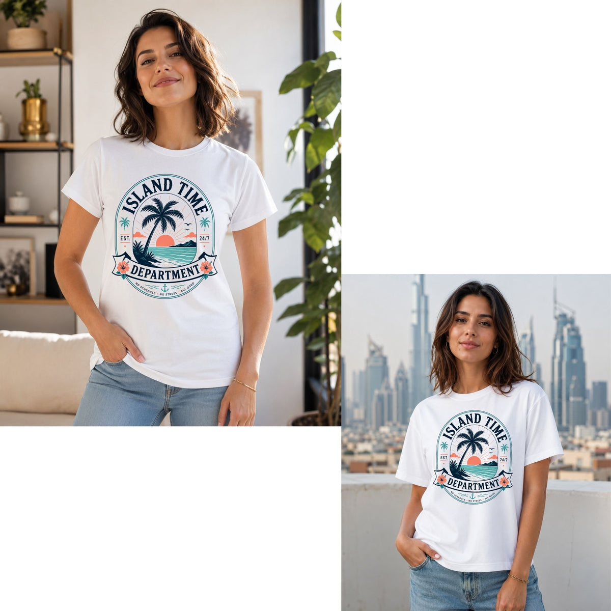 تيشيرت نسائي بتصميم Island Time Department