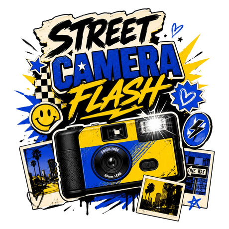 تيشيرت نسائي بتصميم Street Camera Flash