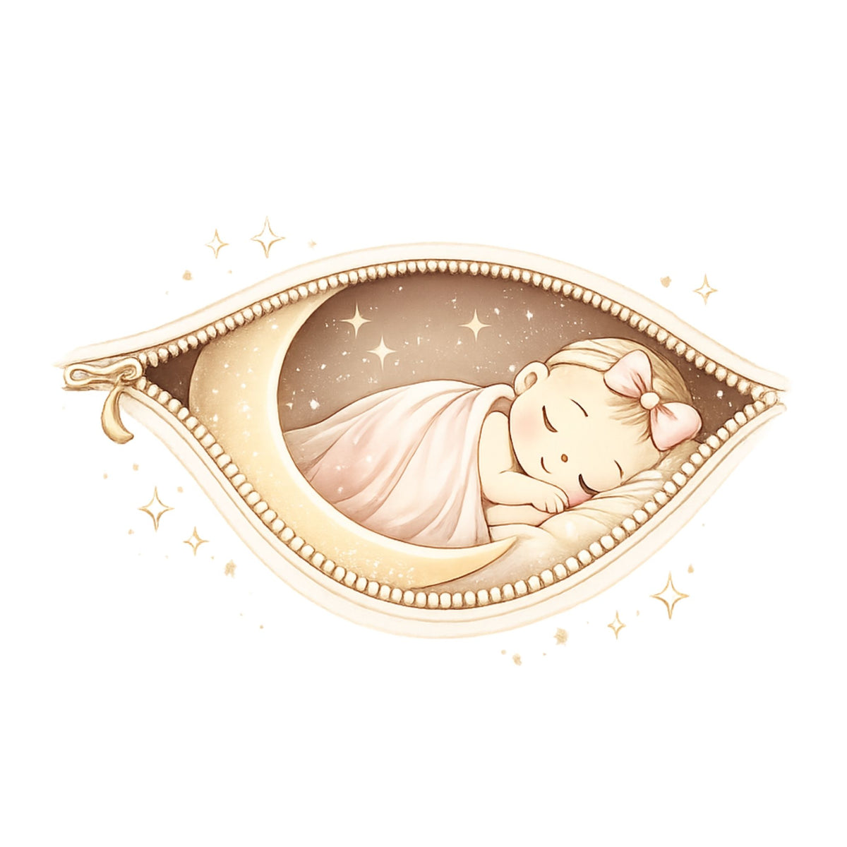 Sleeping Baby Girl Moon Zipper – T-Shirt