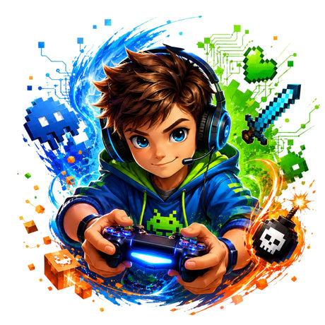 Cyber Gamer Boy – Kids’ T-Shirt