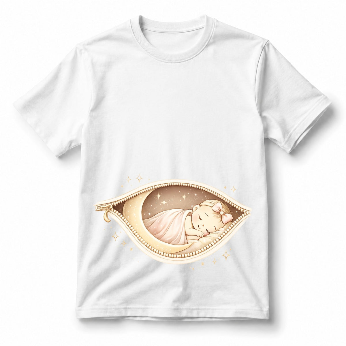 Sleeping Baby Girl Moon Zipper – T-Shirt