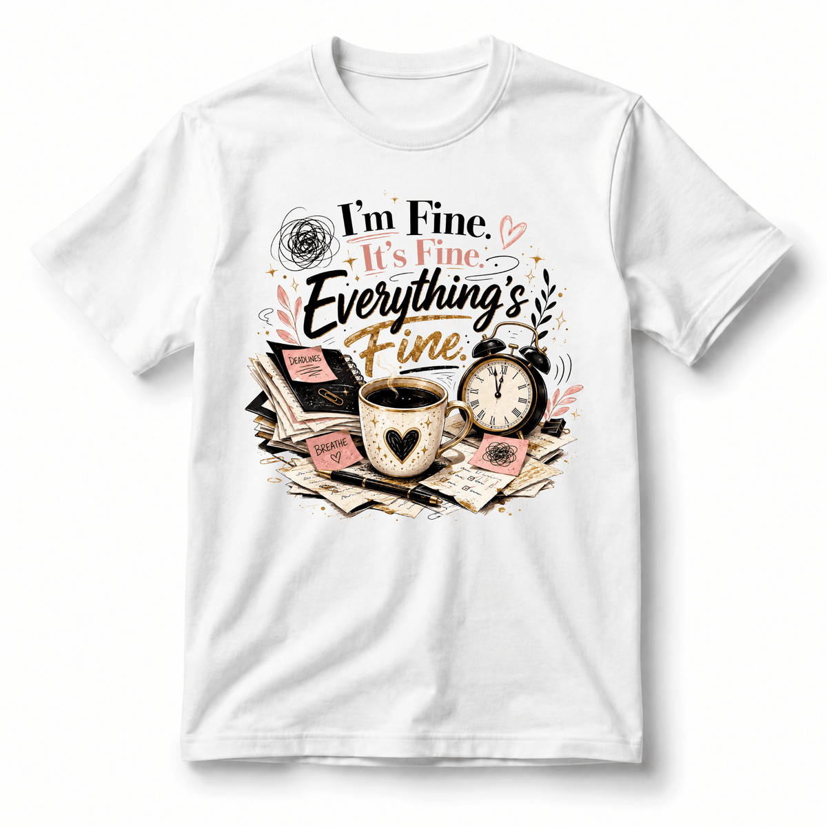 تيشيرت نسائي بتصميم I’m Fine. It’s Fine. Everything’s Fine.