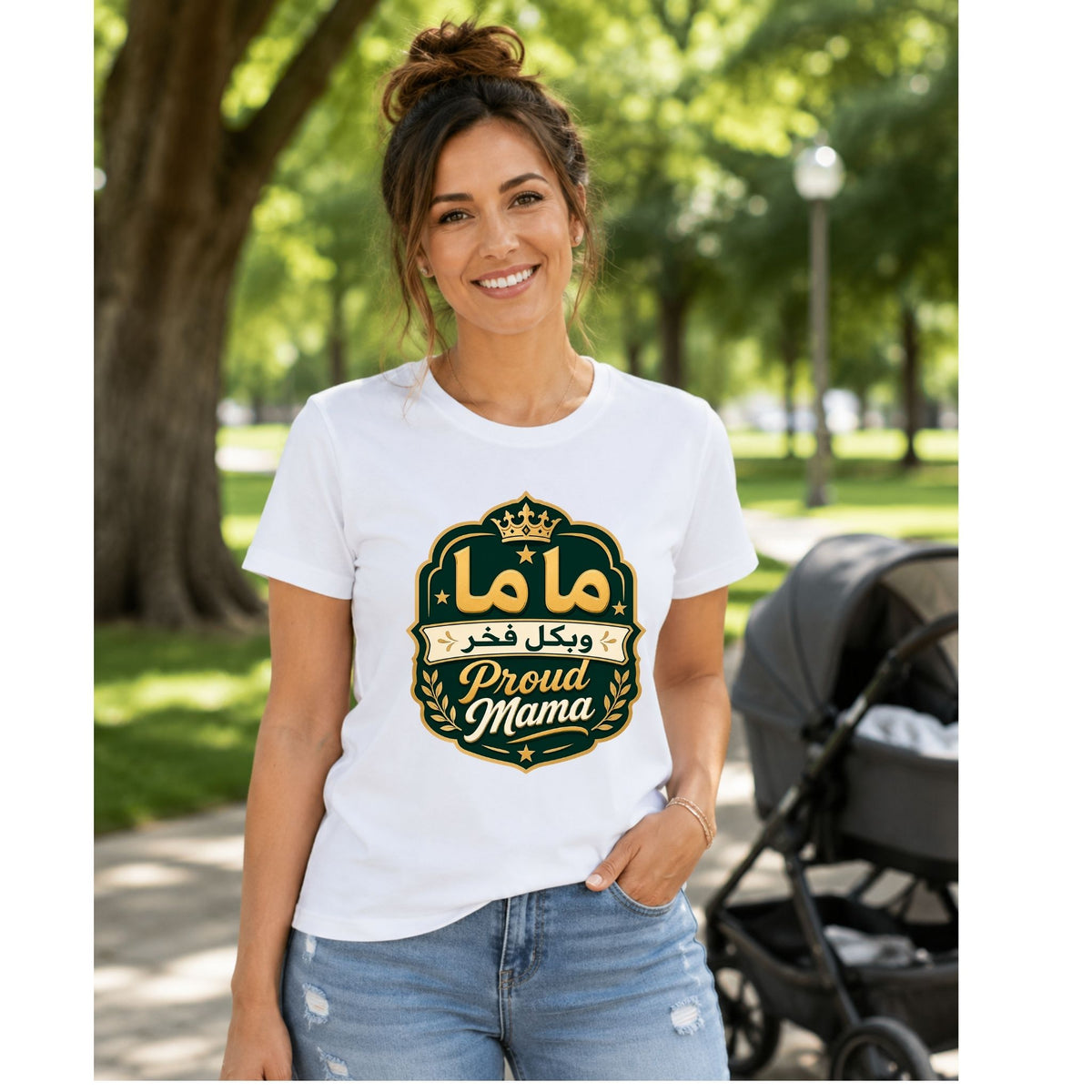 تيشيرت نسائي بتصميم Proud Mama