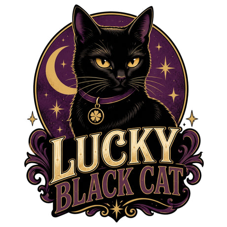 تيشيرت نسائي بتصميم Lucky Black Cat