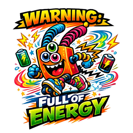تيشيرت أطفال بتصميم Warning: Full of Energy