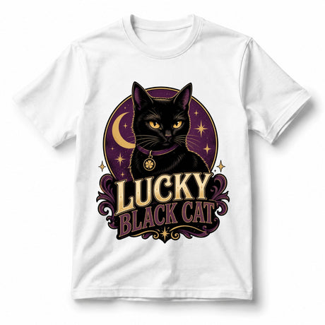 تيشيرت نسائي بتصميم Lucky Black Cat