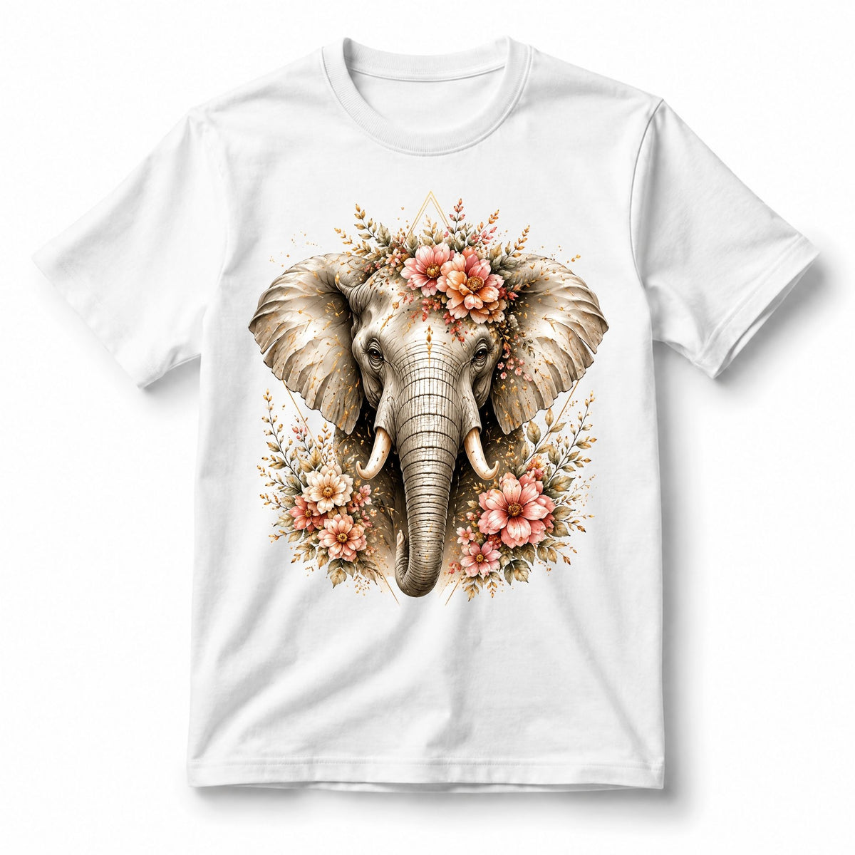 تيشيرت نسائي بتصميم Majestic Elephant Floral Crown