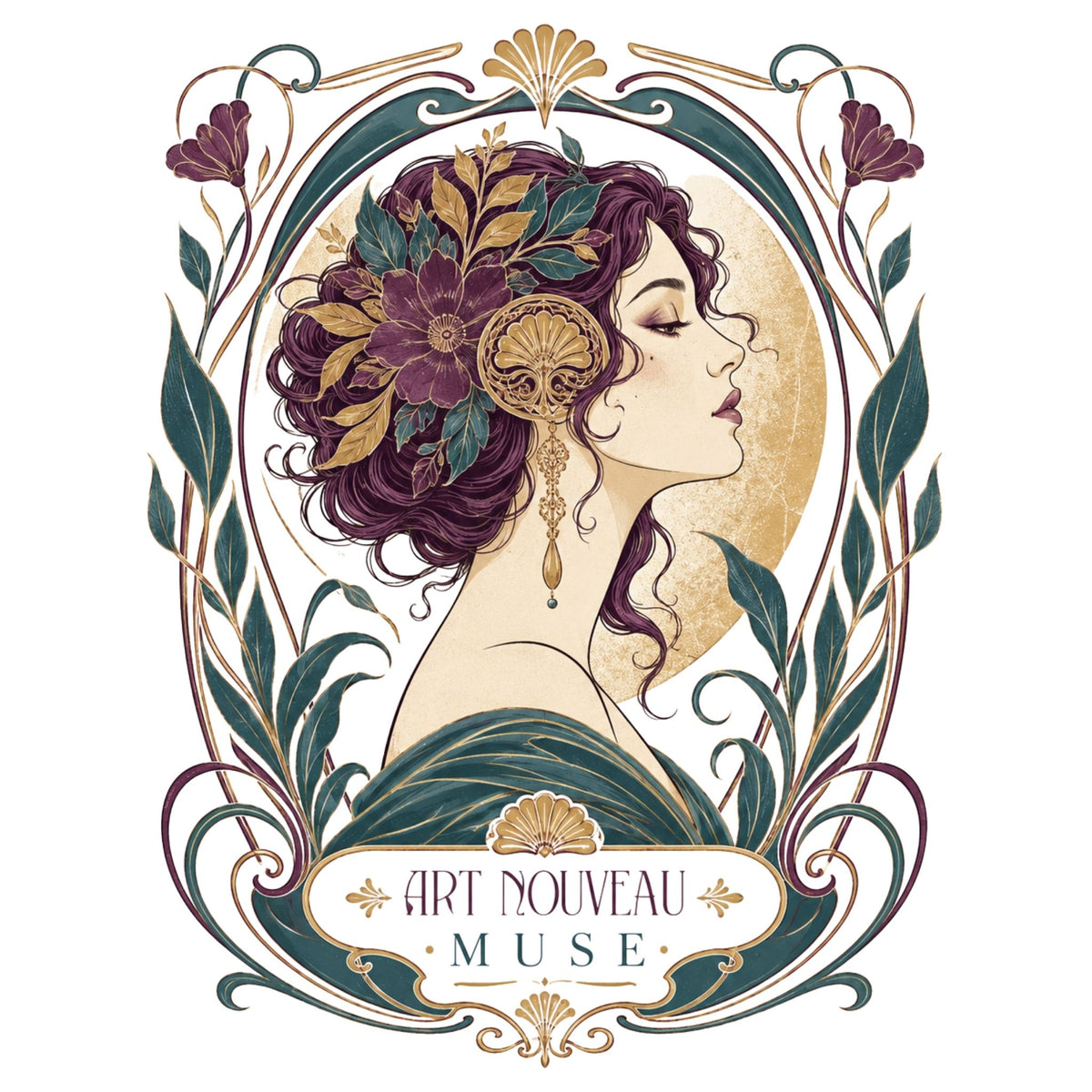 تيشيرت نسائي بتصميم Art Nouveau Muse