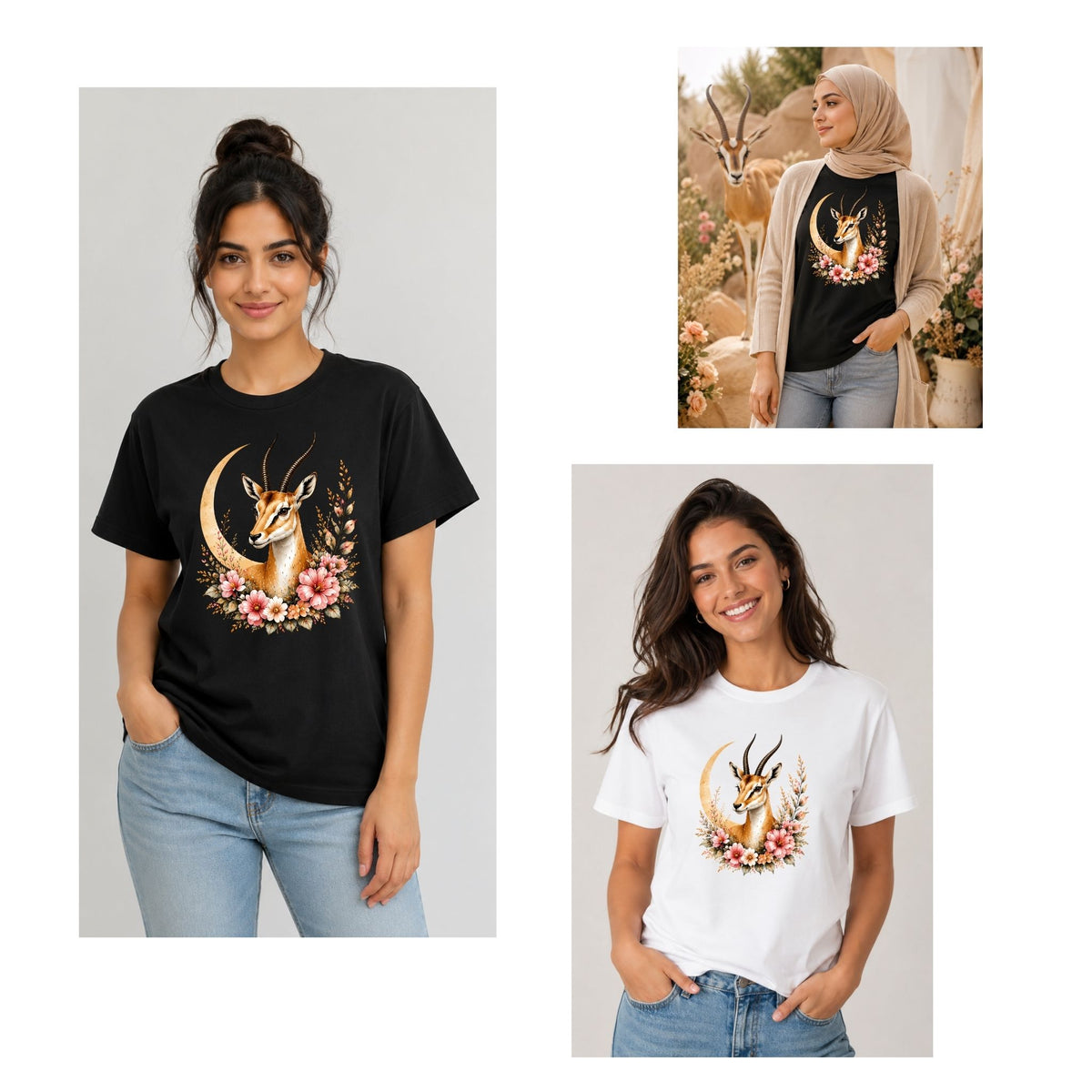 تيشيرت نسائي بتصميم Arabian Gazelle