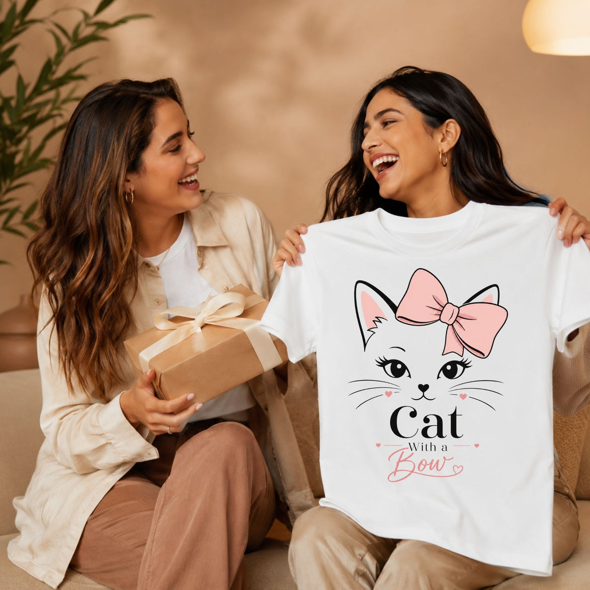 Cat With a Bow – Women’s T-Shirt