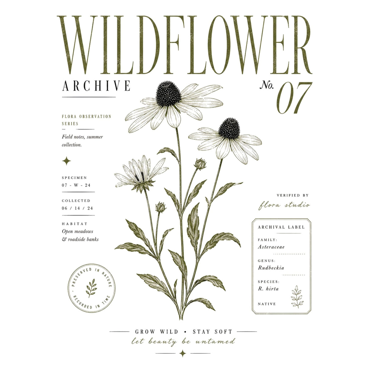 تيشيرت نسائي بتصميم Wildflower Archive No. 07