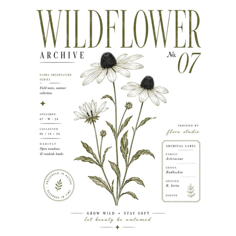 تيشيرت نسائي بتصميم Wildflower Archive No. 07