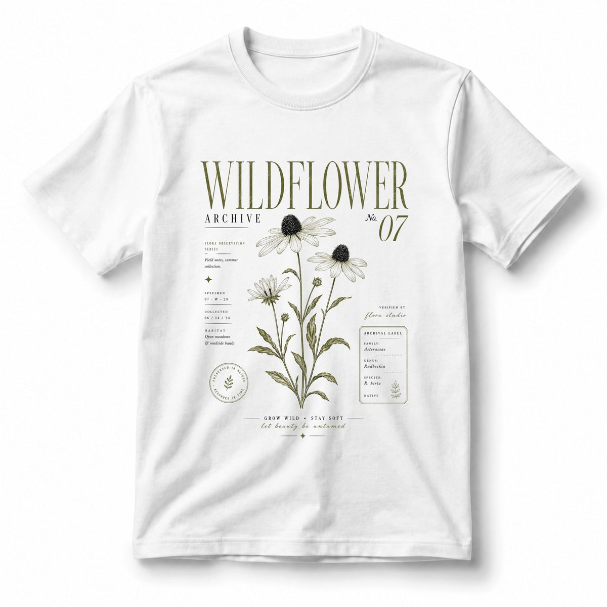 تيشيرت نسائي بتصميم Wildflower Archive No. 07