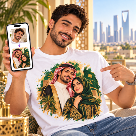 تيشيرت بطل سعودي مخصص | تصميم صورة بالذكاء الاصطناعي