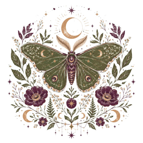 تيشيرت نسائي بتصميم Midnight Moth Garden