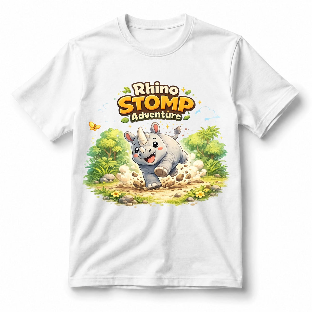 Rhino Stomp Adventure – Kids’ T-Shirt