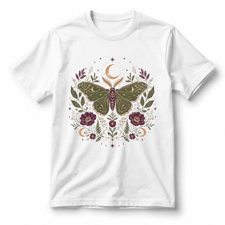 تيشيرت نسائي بتصميم Midnight Moth Garden