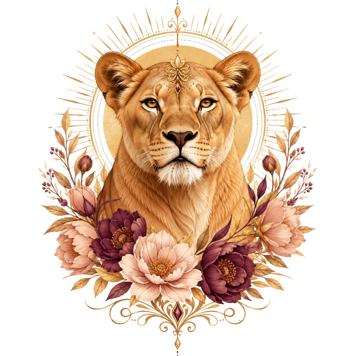 تيشيرت نسائي بتصميم Golden Lioness