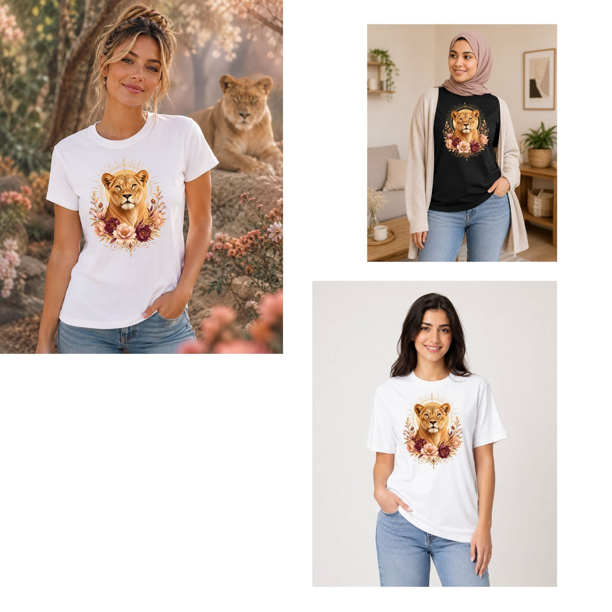 تيشيرت نسائي بتصميم Golden Lioness