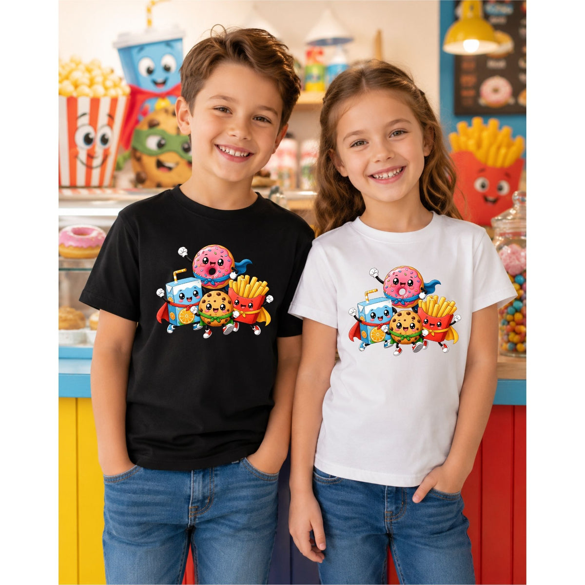تيشيرت أطفال بتصميم Snack Time Heroes