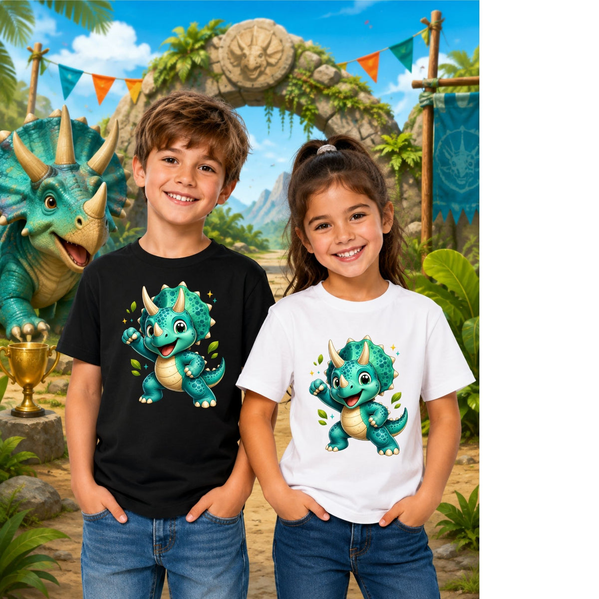Triceratops Champ – Kids’ T-Shirt