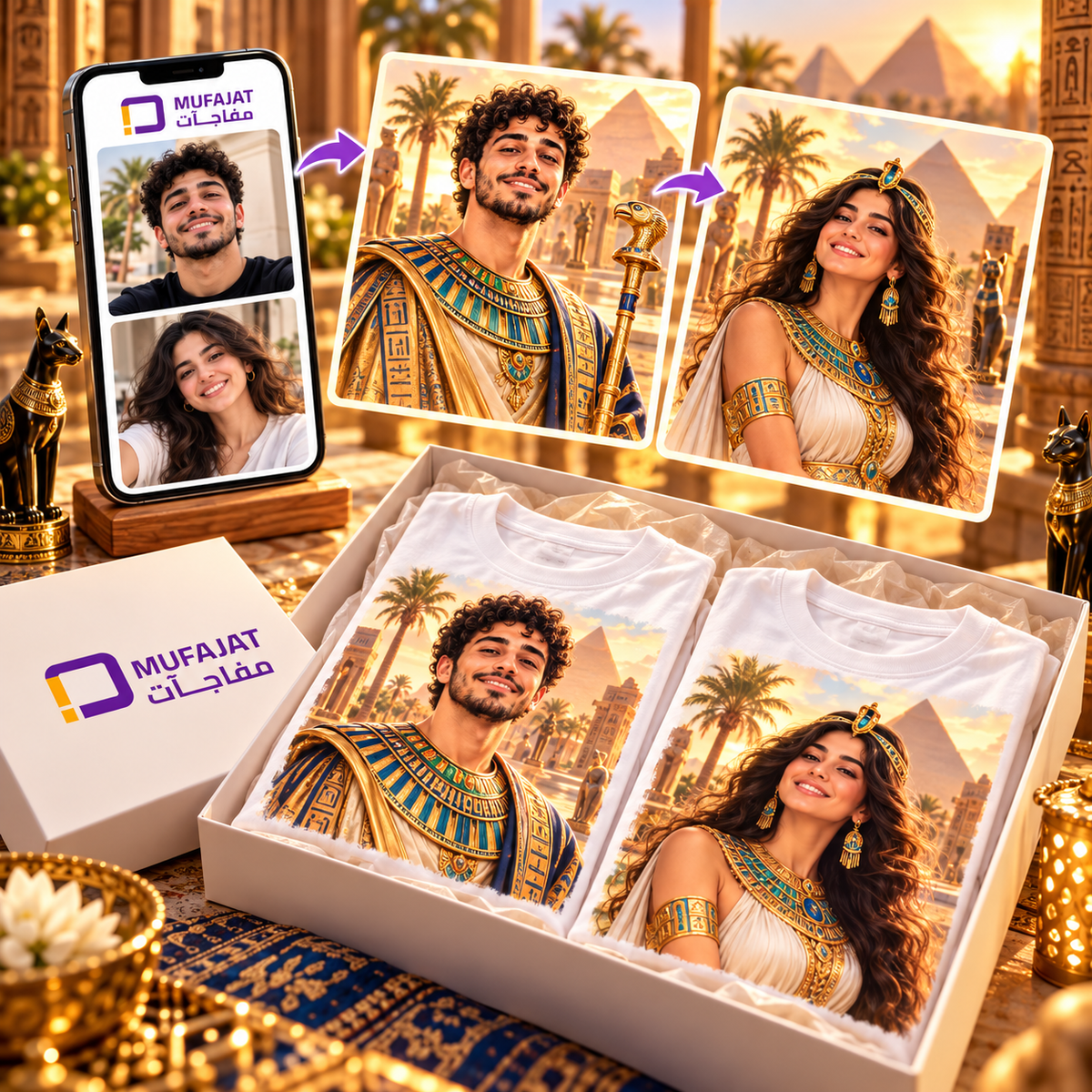 تيشيرت بطل مصري مخصص | تصميم صورة بالذكاء الاصطناعي