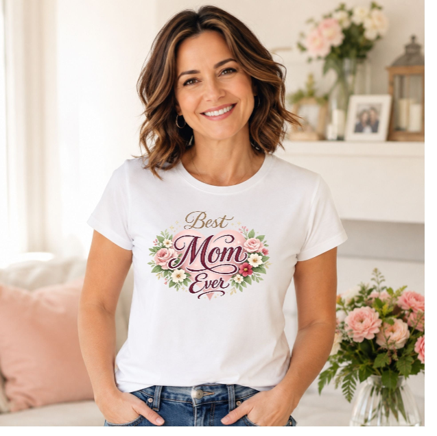 Best Mom Ever Floral Heart – T-Shirt